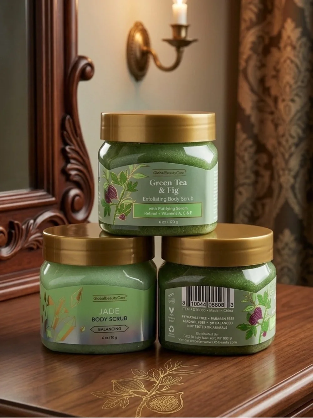 Green Tea & Fig Exfoliating Body Scrub - Jade Green